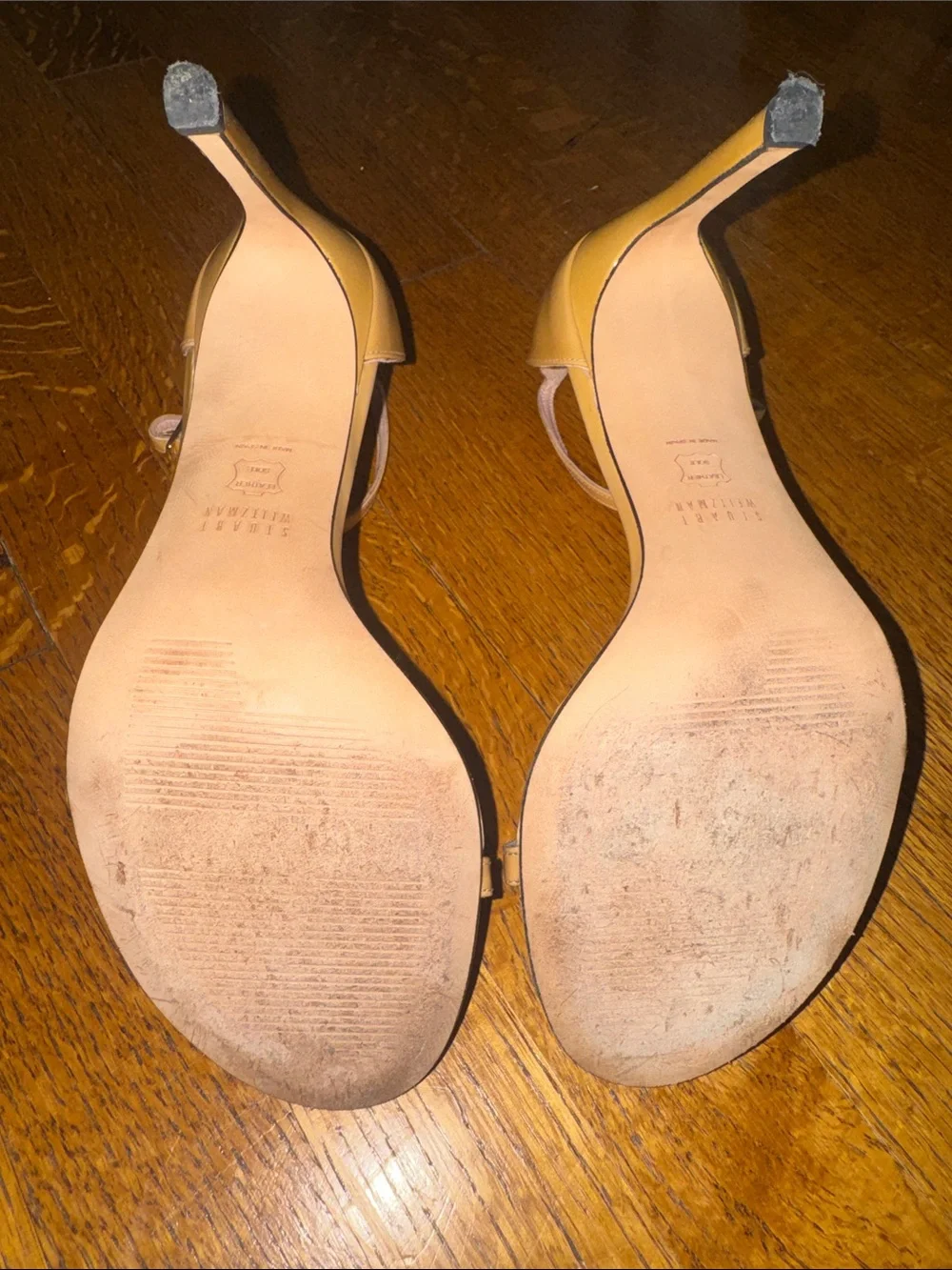 Stuart Weitzman Nude/Tan Minimalist Ankle-Strap Heels